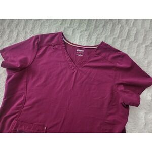 Scrubstar Ultimate Scrub Top 3XL Wine Burgundy V-Neck Stretch Pockets WM12T900A